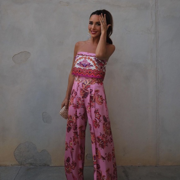 ZARA STRAPLESS FLORAL PRINT JUMPSUIT - Picture 8 of 16